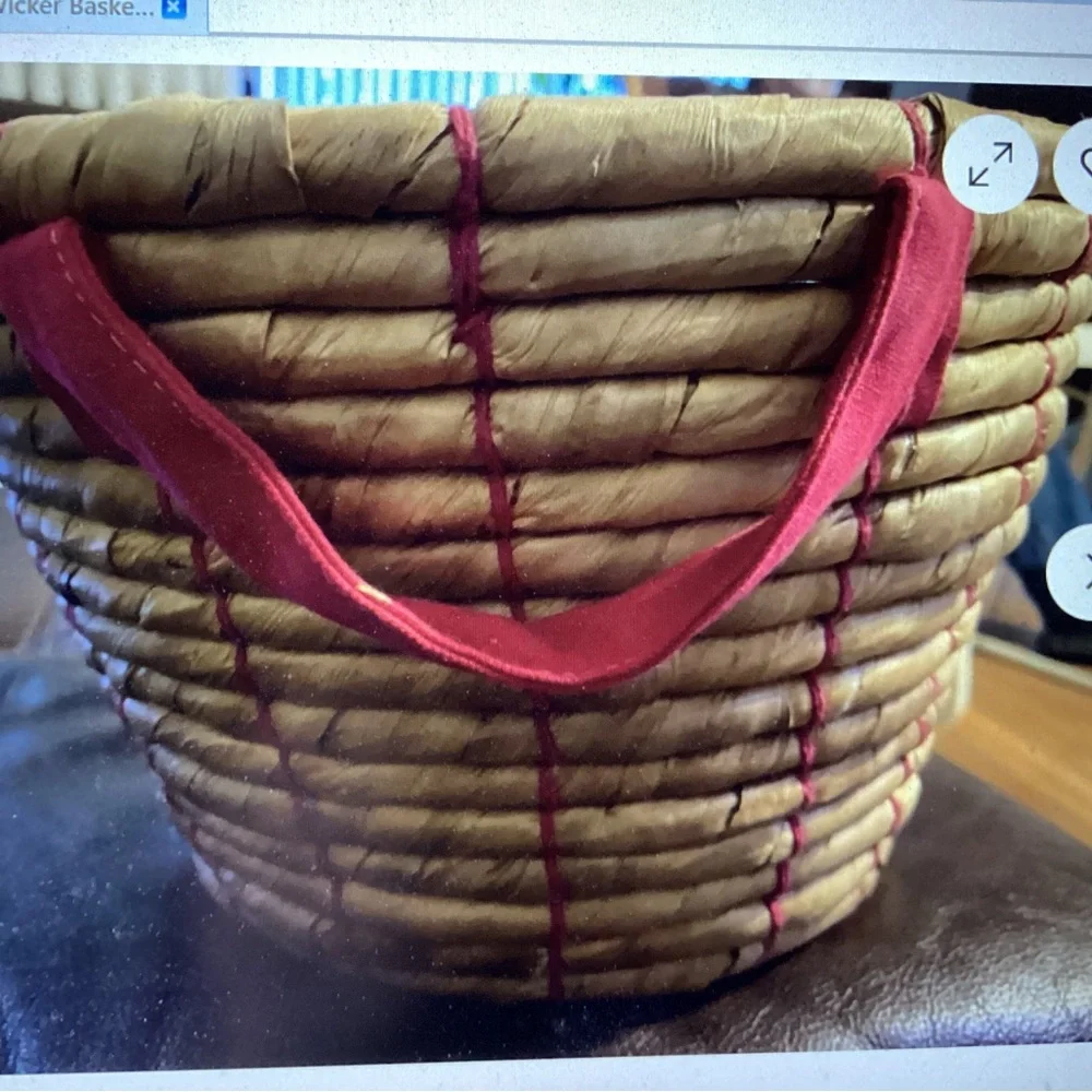 IKEA Riffla Wicker Basket with Pink Highlights